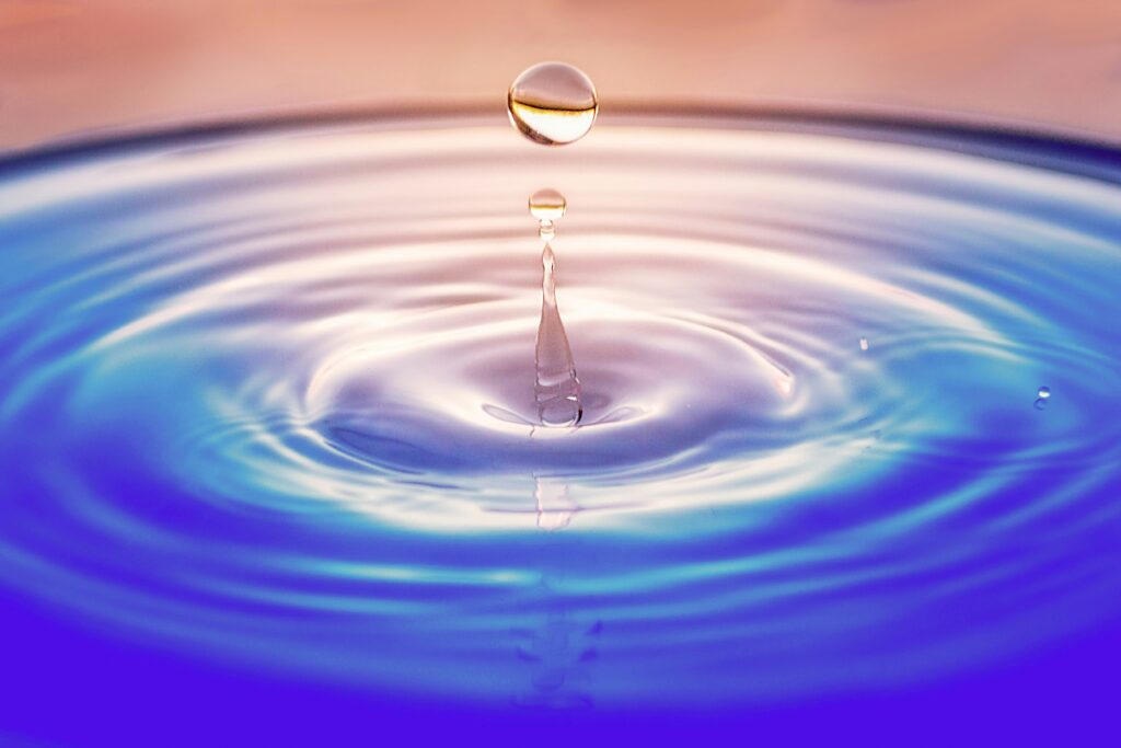 Close-up of a water droplet symbolizing purity and clean water